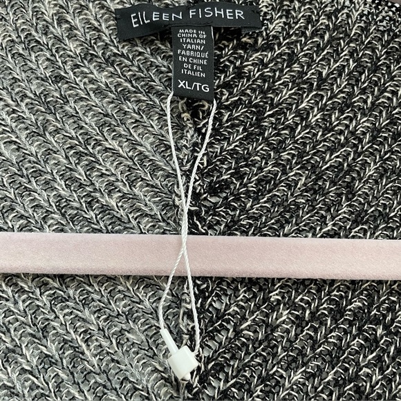 NWOT Eileen Fisher Wool Organic Linen Open Cardigan Sweater Colorblock Gray - Picture 3 of 16